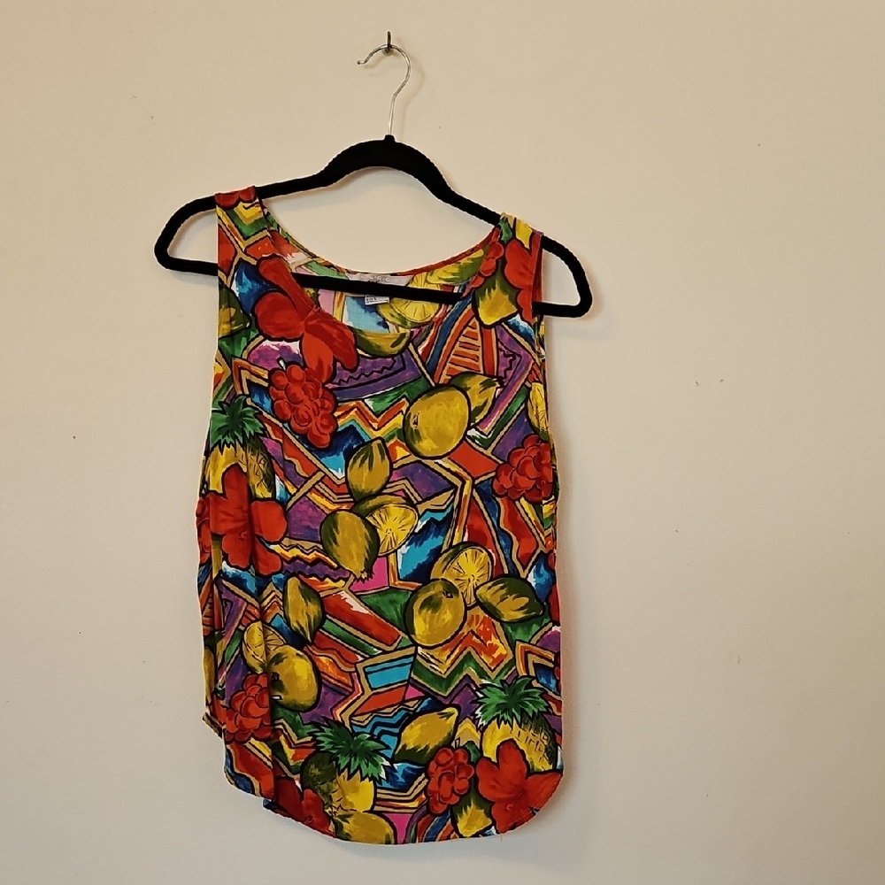 Vintage Red and Yellow Graphic Sleeveless Tank Top